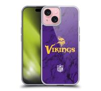 Head Case Designs Licenza Ufficiale NFL Marmoreo Colorato Minnesota Vikings Graphics Custodia in Gel [Protezione di Grado Militare] Compatibile con Apple iPhone 15 E Compatibile con MagSafe
