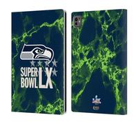Head Case Designs Licenza Ufficiale NFL Seahawks Marmo 2026 Super Bowl LX Custodia Portafoglio in Pelle Compatibile con Apple iPad PRO 11 M4/M5 2024/2025