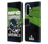 Head Case Designs Licenza Ufficiale NFL Seattle NFC 2026 Super Bowl LX Champions Custodia Portafoglio in Pelle Compatibile con Samsung Galaxy A26 5G