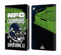 Head Case Designs Licenza Ufficiale NFL Seattle NFC 2026 Super Bowl LX Champions Custodia Portafoglio in Pelle Compatibile con Apple iPad Air 2 (2014)