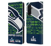 Head Case Designs Licenza Ufficiale NFL Seattle Oversize 2026 Super Bowl LX Champions Custodia Portafoglio in Pelle Compatibile con Samsung Galaxy A36 5G