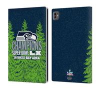 Head Case Designs Licenza Ufficiale NFL Seattle Seahawks 2026 Super Bowl LX Champions Custodia Portafoglio in Pelle Compatibile con Apple iPad PRO 11 M4/M5 2024/2025
