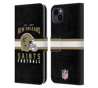 Head Case Designs Licenza Ufficiale NFL Tipografia Casco New Orleans Saints Graphics Custodia Portafoglio in Pelle Compatibile con Apple iPhone 15 Plus