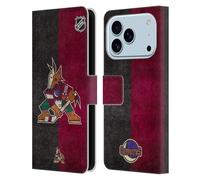 Head Case Designs Licenza Ufficiale NHL Mezzo Afflitto Arizona Coyotes Custodia Portafoglio in Pelle Compatibile con Apple iPhone 17 PRO