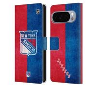 Head Case Designs Licenza Ufficiale NHL Mezzo afflitto New York Rangers Custodia Portafoglio in Pelle Compatibile con Google Pixel 10 Pro XL