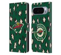 Head Case Designs Licenza Ufficiale NHL Modello di Leopardo Minnesota Wild Custodia Portafoglio in Pelle Compatibile con Google Pixel 10 Pro XL
