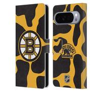 Head Case Designs Licenza Ufficiale NHL Modello di mucca Boston Bruins Custodia Portafoglio in Pelle Compatibile con Google Pixel 10 Pro XL