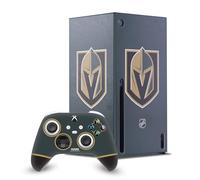 Head Case Designs Licenza Ufficiale NHL Semplice Vegas Golden Knights Pacchetto Console Da Gioco Wrap E Pelle Per Controller Compatibile con Xbox Series X