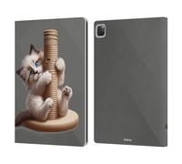 Head Case Designs Licenza Ufficiale P.D. Moreno Porta Filo Gioca a Cat Artwork Custodia Portafoglio in Pelle Compatibile con Apple iPad PRO 12.9 2020/2021/2022