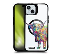 Head Case Designs Licenza Ufficiale P.D. Moreno Reuben The Highland Cow Arte Gotica Black Shockproof Bumper Case [Military Grade] Compatible with Apple iPhone 15 Plus and Compatible with MagSafe