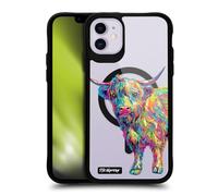 Head Case Designs Licenza Ufficiale P.D. Moreno Reuben The Highland Cow Arte Gotica Black Shockproof Bumper Case [Military Grade] Compatible with Apple iPhone 11 and Compatible with MagSafe