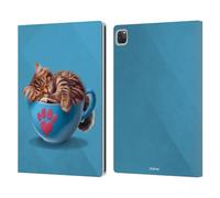 Head Case Designs Licenza Ufficiale P.D. Moreno Tazza Blu Gioca a Cat Artwork Custodia Portafoglio in Pelle Compatibile con Apple iPad PRO 12.9 2020/2021/2022