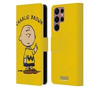 Head Case Designs Licenza Ufficiale Peanuts Charlie Brown Personaggi Custodia Portafoglio in Pelle Compatibile con Samsung Galaxy S22 Ultra 5G