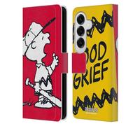 Head Case Designs Licenza Ufficiale Peanuts Charlie Oh Santo Cielo metà E Risate Custodia Portafoglio in Pelle Compatibile con Samsung Galaxy S26