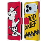 Head Case Designs Licenza Ufficiale Peanuts Charlie Oh Santo Cielo metà E Risate Custodia Portafoglio in Pelle Compatibile con Apple iPhone 17 PRO
