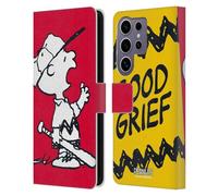 Head Case Designs Licenza Ufficiale Peanuts Charlie Oh Santo Cielo metà E Risate Custodia Portafoglio in Pelle Compatibile con Samsung Galaxy S25 Ultra