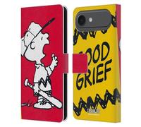 Head Case Designs Licenza Ufficiale Peanuts Charlie Oh Santo Cielo metà E Risate Custodia Portafoglio in Pelle Compatibile con Apple iPhone 17 Air