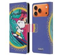 Head Case Designs Licenza Ufficiale Peanuts Cowabunga Surf Snoopy Passeggiata Aerografata Custodia Portafoglio in Pelle Compatibile con Apple iPhone 17 Pro Max