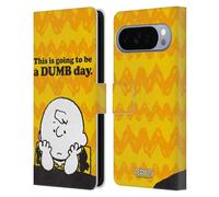 Head Case Designs Licenza Ufficiale Peanuts Giorno Stupido Charlie Brown Custodia Portafoglio in Pelle Compatibile con Google Pixel 10 Pro XL
