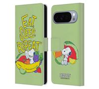 Head Case Designs Licenza Ufficiale Peanuts Mangia Dorme Snoopy Naturalmente dolce Custodia Portafoglio in Pelle Compatibile con Google Pixel 10 Pro XL