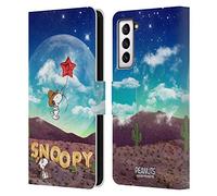 Head Case Designs Licenza Ufficiale Peanuts Nebulosa Palloncini Volanti Snoopy Cowboy Spazio Custodia Portafoglio in Pelle Compatibile con Samsung Galaxy S21 5G