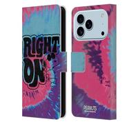 Head Case Designs Licenza Ufficiale Peanuts Snoopy Tie Dye Right On Woodstock 50th Custodia Portafoglio in Pelle Compatibile con Apple iPhone 17 PRO