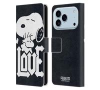 Head Case Designs Licenza Ufficiale Peanuts Snoopy Woodstock Love T-Shirt Rock Custodia Portafoglio in Pelle Compatibile con Apple iPhone 17 PRO