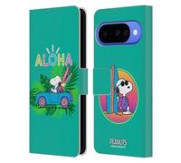 Head Case Designs Licenza Ufficiale Peanuts Surf Tropicale Snoopy Aloha Disco Custodia Portafoglio in Pelle Compatibile con Google Pixel 10
