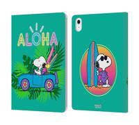 Head Case Designs Licenza Ufficiale Peanuts Surf Tropicale Snoopy Aloha Disco Custodia Portafoglio in Pelle Compatibile con Apple iPad Air 11 2020/2022/2024/2025