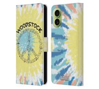 Head Case Designs Licenza Ufficiale Peanuts Tie Dye Peace Sign Woodstock 50th Custodia Portafoglio in Pelle Compatibile con Apple iPhone 17