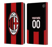 Head Case Designs Licenza Ufficiale Personalizzata Personale AC Milan Casa Kit Stemma 2026/27 Custodia Portafoglio in Pelle Compatibile con Amazon Fire 7 2022