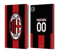 Head Case Designs Licenza Ufficiale Personalizzata Personale AC Milan Casa Kit Stemma 2026/27 Custodia Portafoglio in Pelle Compatibile con Apple iPad PRO 11 M4/M5 2024/2025