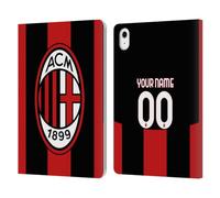 Head Case Designs Licenza Ufficiale Personalizzata Personale AC Milan Casa Kit Stemma 2026/27 Custodia Portafoglio in Pelle Compatibile con Apple iPad Air 11 2020/2022/2024/2025