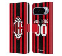 Head Case Designs Licenza Ufficiale Personalizzata Personale AC Milan Home Kit 2022/23 Custodia Portafoglio in Pelle Compatibile con Google Pixel 10 Pro XL
