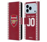Head Case Designs Licenza Ufficiale Personalizzata Personale Arsenal FC Home Kit 2022/23 Custodia Portafoglio in Pelle Compatibile con Apple iPhone 17 PRO