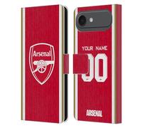 Head Case Designs Licenza Ufficiale Personalizzata Personale Arsenal FC Home Kit 2023/24 Custodia Portafoglio in Pelle Compatibile con Apple iPhone 17 Air