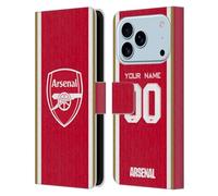 Head Case Designs Licenza Ufficiale Personalizzata Personale Arsenal FC Home Kit 2023/24 Custodia Portafoglio in Pelle Compatibile con Apple iPhone 17 PRO