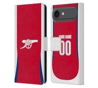 Head Case Designs Licenza Ufficiale Personalizzata Personale Arsenal FC Home Kit 2024/25 Custodia Portafoglio in Pelle Compatibile con Apple iPhone 17 Air