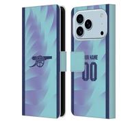 Head Case Designs Licenza Ufficiale Personalizzata Personale Arsenal FC Terza Kit 2024/25 Custodia Portafoglio in Pelle Compatibile con Apple iPhone 17 PRO