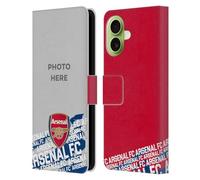 Head Case Designs Licenza Ufficiale Personalizzata Personale Arsenal FC Tipografia Foto Personalizzate Custodia Portafoglio in Pelle Compatibile con Apple iPhone 17