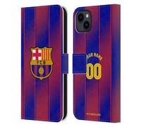 Head Case Designs Licenza Ufficiale Personalizzata Personale FC Barcelona Home Kit 2025/26 Custodia Portafoglio in Pelle Compatibile con Apple iPhone 15 Plus