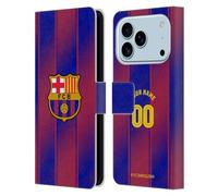 Head Case Designs Licenza Ufficiale Personalizzata Personale FC Barcelona Home Kit 2025/26 Custodia Portafoglio in Pelle Compatibile con Apple iPhone 17 PRO