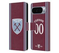 Head Case Designs Licenza Ufficiale Personalizzata Personale West Ham United FC Home Kit 2024/25 Custodia Portafoglio in Pelle Compatibile con Google Pixel 10 Pro XL
