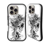 Head Case Designs Licenza Ufficiale Riza Peker Bianco E Nero Teschi 6 Custodia Cover Ibrida Compatibile con Apple iPhone 16 PRO