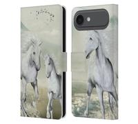 Head Case Designs Licenza Ufficiale Simone Gatterwe Bianco sulla Spiaggia Cavalli Custodia Portafoglio in Pelle Compatibile con Apple iPhone 17 Air
