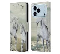 Head Case Designs Licenza Ufficiale Simone Gatterwe Bianco sulla Spiaggia Cavalli Custodia Portafoglio in Pelle Compatibile con Apple iPhone 17 PRO