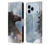 Head Case Designs Licenza Ufficiale Simone Gatterwe nella Neve Cavalli Custodia Portafoglio in Pelle Compatibile con Apple iPhone 17 PRO