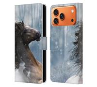 Head Case Designs Licenza Ufficiale Simone Gatterwe Nella Neve Cavalli Custodia Portafoglio in Pelle Compatibile con Apple iPhone 17 Pro Max