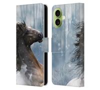 Head Case Designs Licenza Ufficiale Simone Gatterwe Nella Neve Cavalli Custodia Portafoglio in Pelle Compatibile con Apple iPhone 17