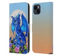 Head Case Designs Licenza Ufficiale Stanley Morrison Drago E Fiori in Zaffiro Blu Arte Custodia Portafoglio in Pelle Compatibile con Apple iPhone 15 Plus